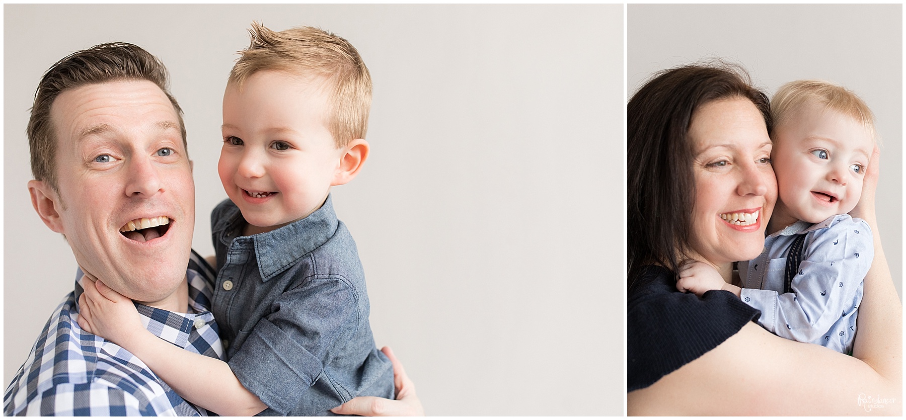 Father and Mother each holding one of their two sons by Raindancer Studios Indianapolis Family Photographer Jill Howelll