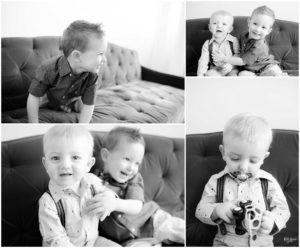 Two brothers playing together on a couch by Raindancer Studios Indianapolis Family Photographer Jill Howell
