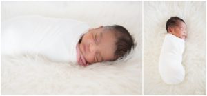 Newborn baby boy sleeping in white swaddle by Raindancer Studios Indianapolis Newborn Photographer Jill Howell