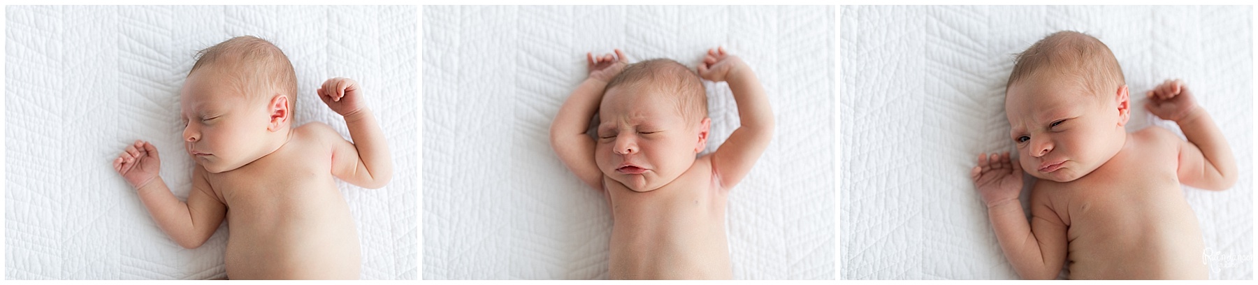 Newborn baby boy sleeping on white blanket by Raindancer Studios Indianapolis Newborn Photographer Jill Howell