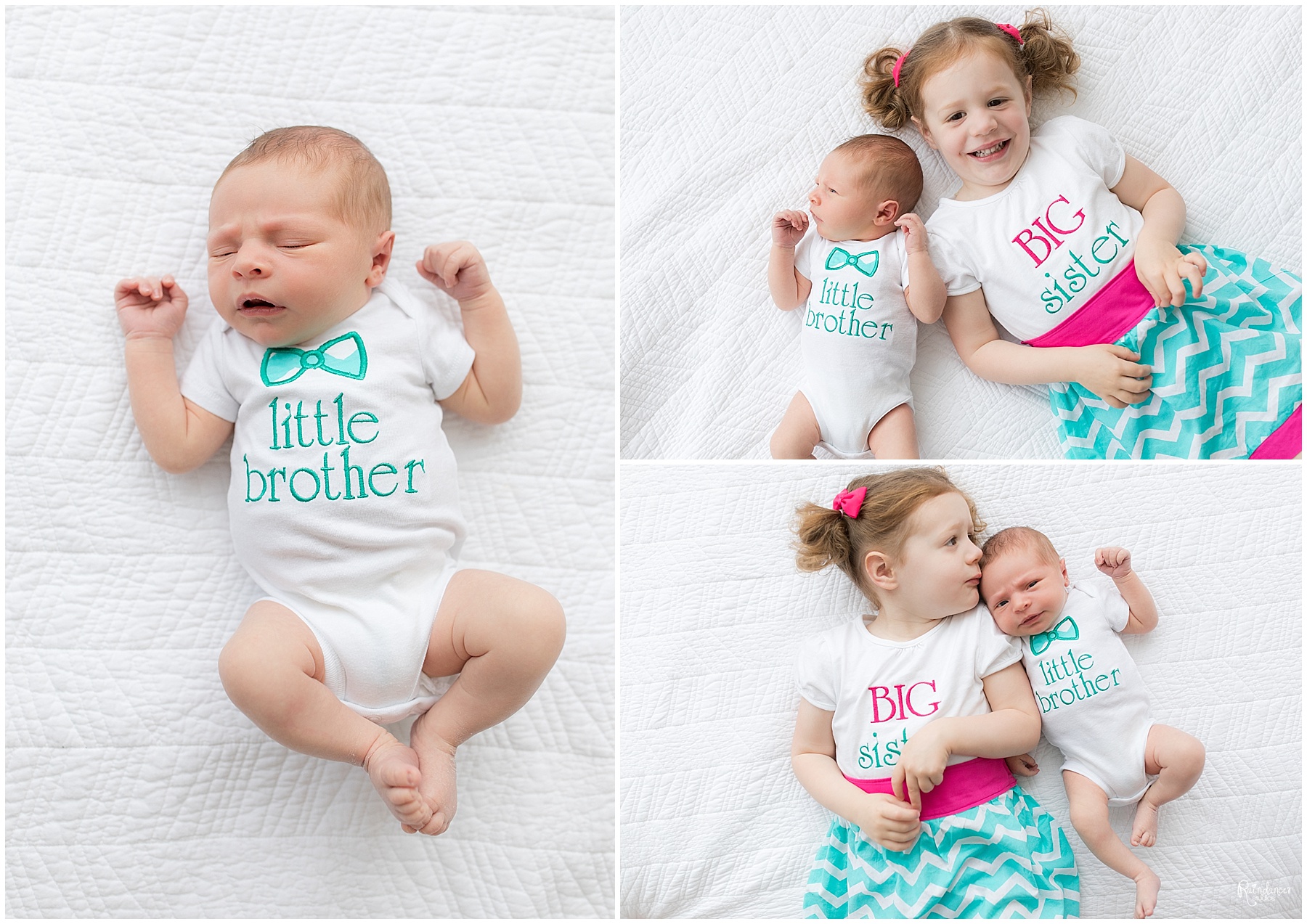 Big sister laying next to her newborn baby brother by Raindancer Studios Indianapolis Newborn Photographer Jill Howell