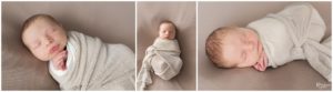 Newborn baby boy sleeping in cream swaddle by Raindancer Studios Indianapolis Newborn Photographer Jill Howell