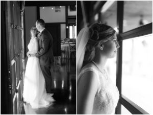 Bride and groom looking out window Raindancer Studios Indianapolis Wedding Photographer Jill Howell