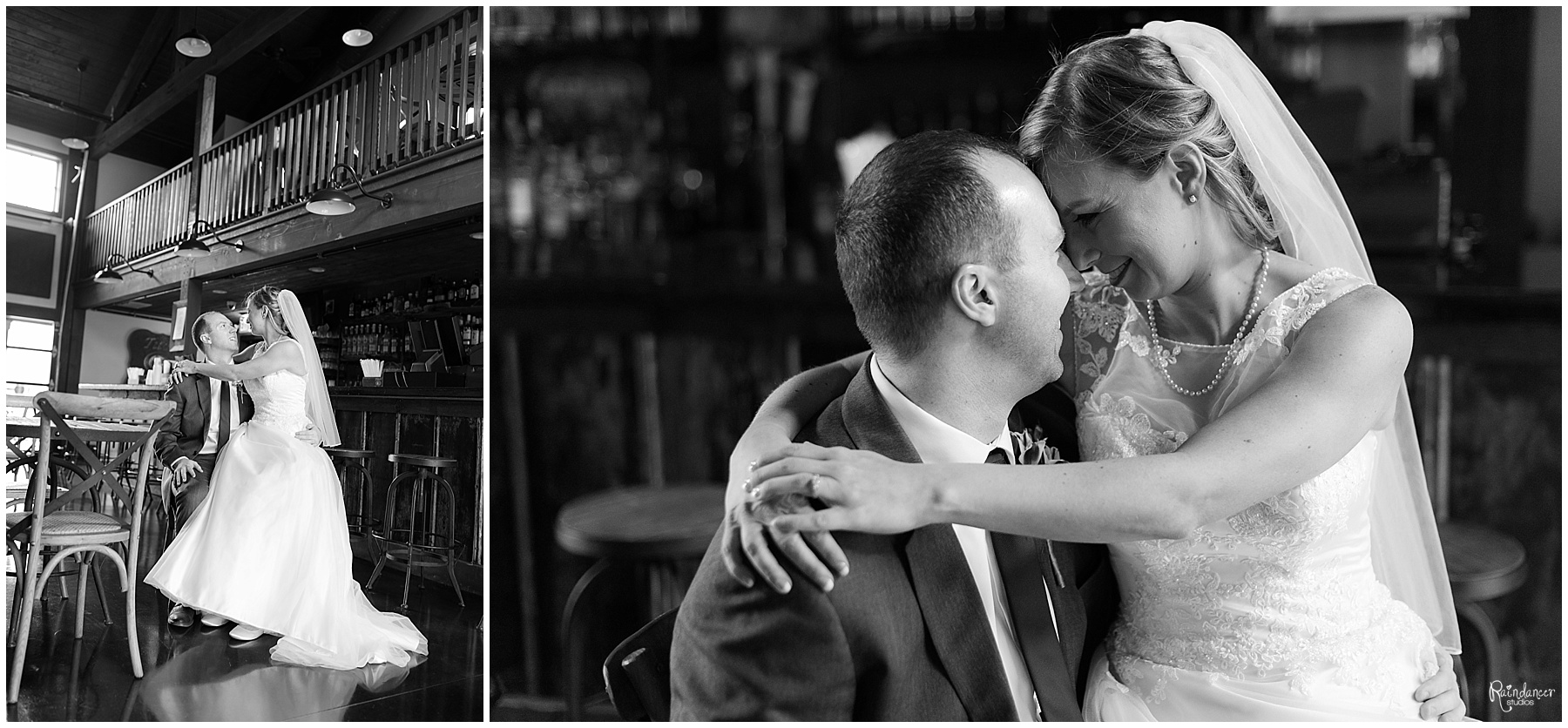 Bride sitting on grooms lap and hugging by Raindancer Studios Indianapolis Wedding Photographer Jill Howell