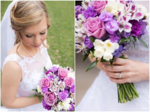 Bride outside holding her bouquet by Raindancer Studios Indianapolis Wedding Photographer Jill Howell