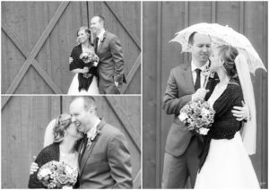 Bride holding parasol umbrella with groom by Raindancer Studios Indianapolis Wedding Photographer Jill Howell