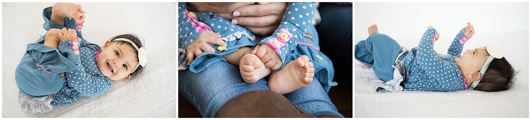 Baby girl playing with her toes. Indianapolis Baby Photographer