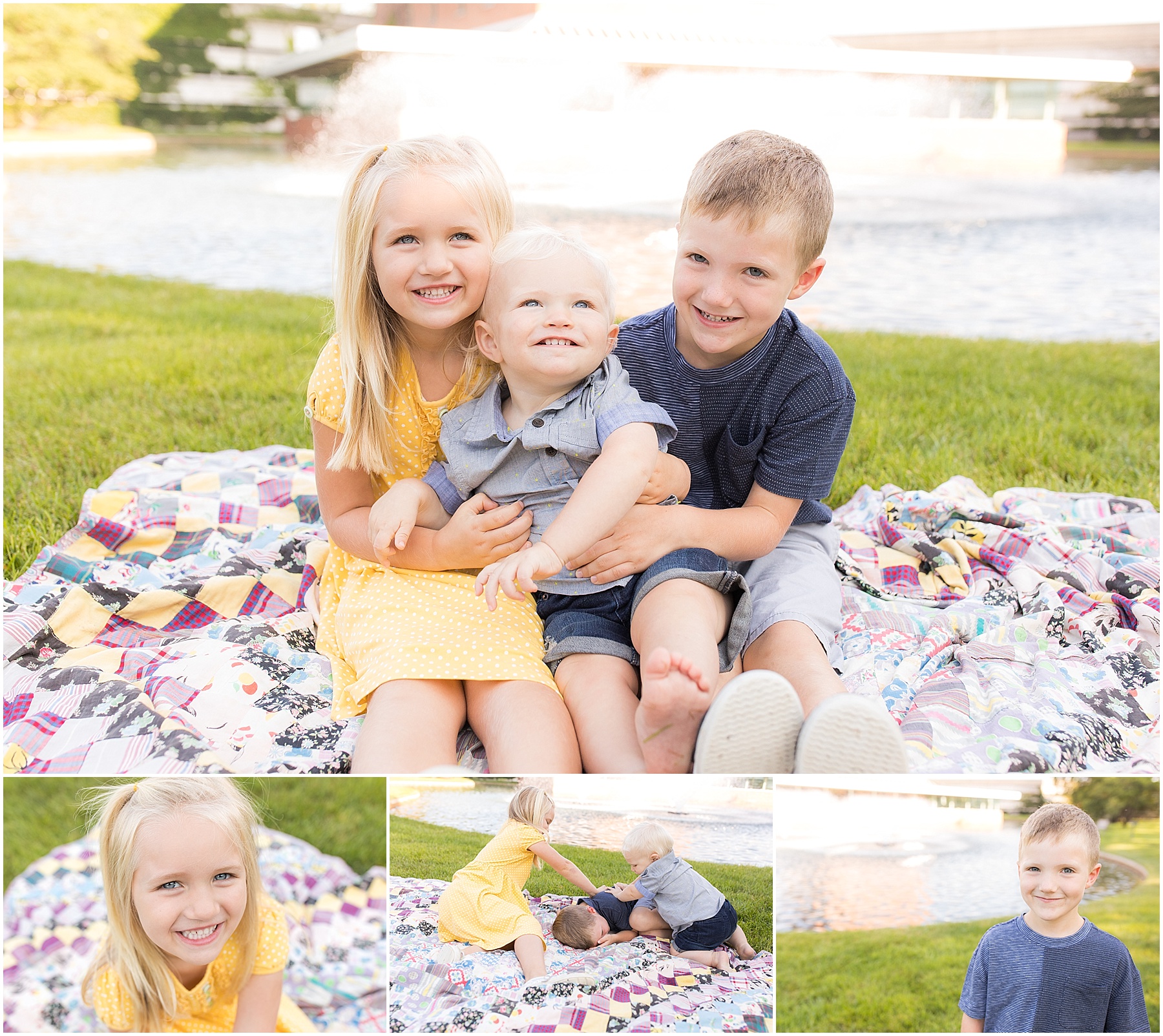 Older siblings holding one year old brother, Columbus Family Photography, Raindancer Studios