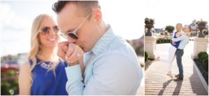 Spouse kissing his soon to be brides hand. Indianapolis Engagement Photographer, Raindancer Studios