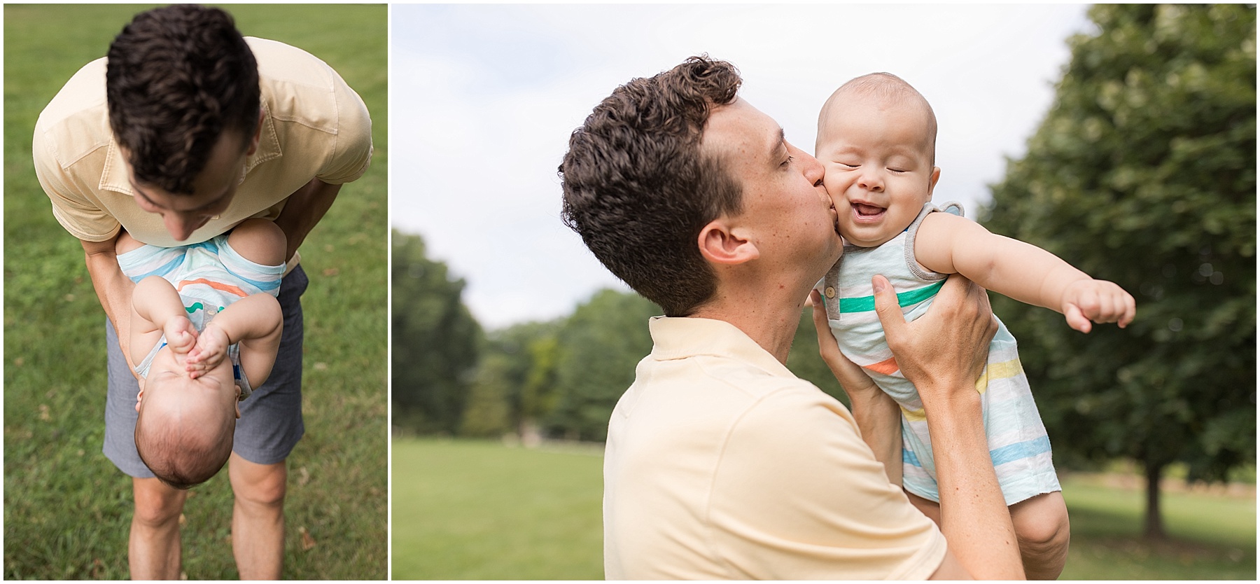 Father playing and kissing his baby girl.  Indianapolis Family Photography, Raindancer Studios