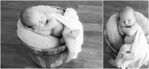 Newborn baby boy swaddled in a bucket, Indianapolis Newborn Photography, Raindancer Studios