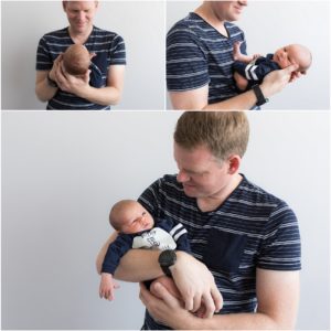 Father holding his Butler fan newborn baby boy, Indianapolis Family Photography, Raindancer Stuidios