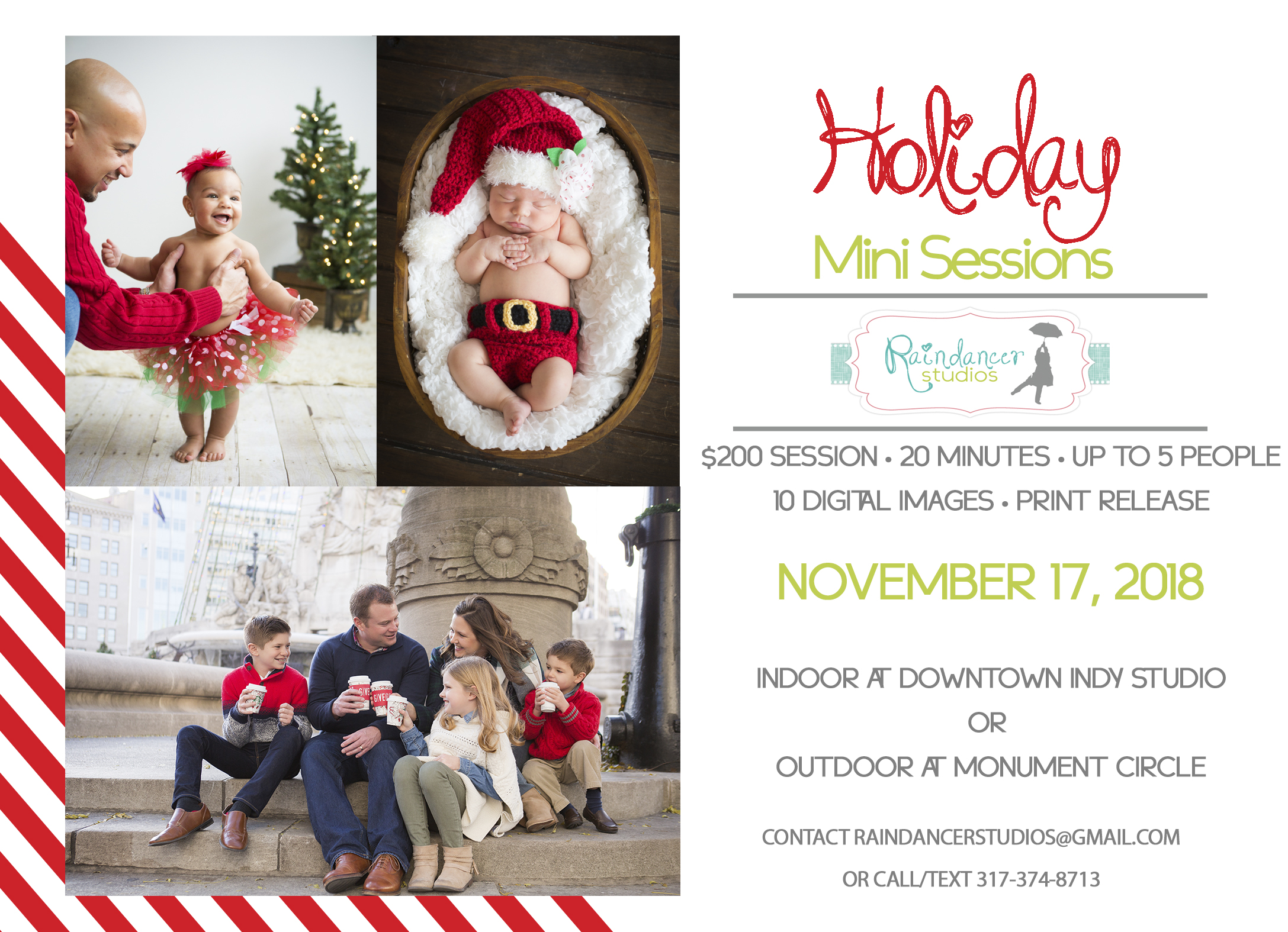 Indianapolis Holiday Mini Sessions in Downtown Indy