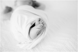 Newborns feet in black and white. Indianapolis Newborn Photographer
