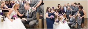 Bride and groom with family praying before the wedding by Raindancer Studios Indianapolis Wedding Photographer Jill Howell